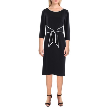 womens knee-length front tie wear to work dress