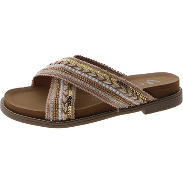 womens round toe slip on slide sandals