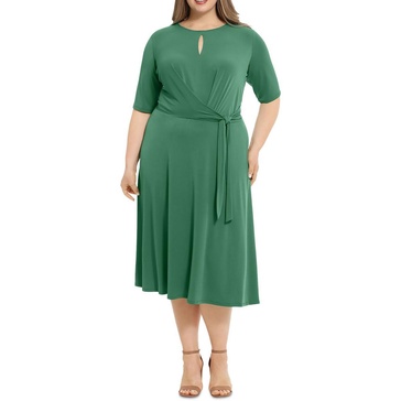 plus womens jersey tie waist midi dress