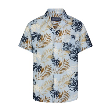 multi leaves in camp collar model short sleeve shirt