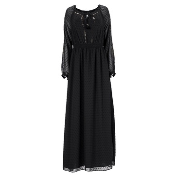 x target swiss dot maxi long sleeve dress in black polyester