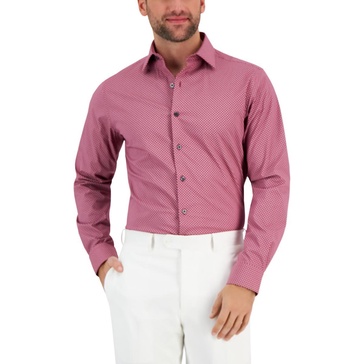 mens printed stretch button-down shirt