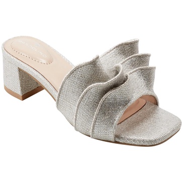 womens ruffled man made slide