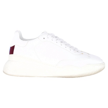 loop lace-up sneakers in white faux leather