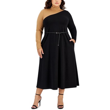plus womens belted long maxi dress