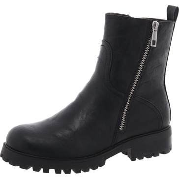 aviva womens lugged sole faux leather mid-calf boots