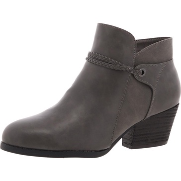 womens block heel faux leather booties