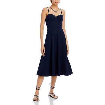 womens sweetheart neck adjustable straps midi dress