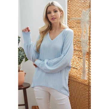 ribbed v neck longsleeve top