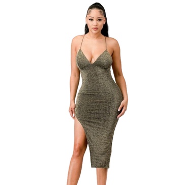 metallic glitter sweetheart dress