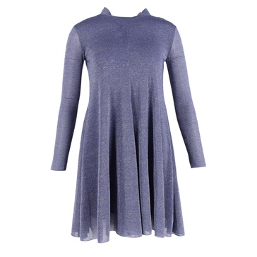 long sleeve mini dress in purple polyester