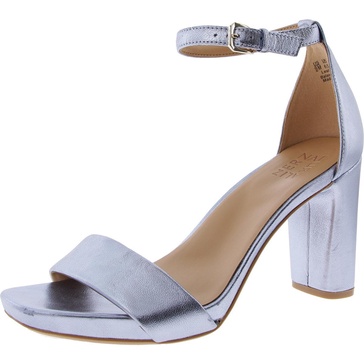 womens metallic leather ankle strap