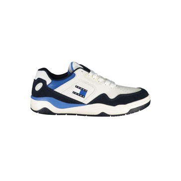 Blue Polyester Sneaker with Contrast Details