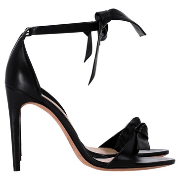 clarita bow heeled sandals in black calf leather