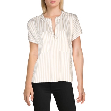 womens striped pocket blouse