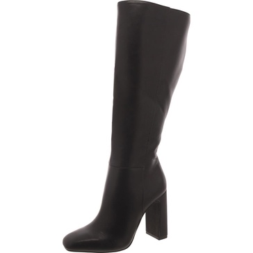 abbey womens faux leather block heel knee-high boots