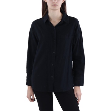 womens linen oversized button-down top