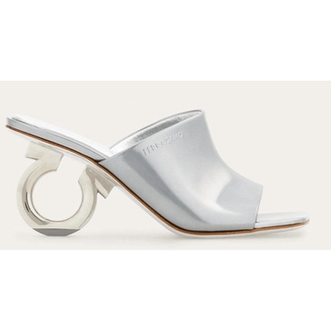 women's astro elina 70mm leather slide mules, silver