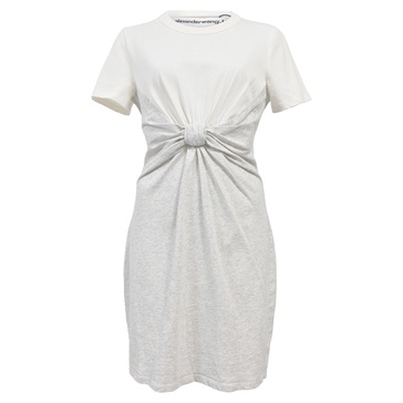 alexander wang t knotted t-shirt dress in white cotton
