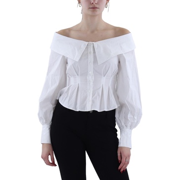 womens button-down long sleeve off the shoulder