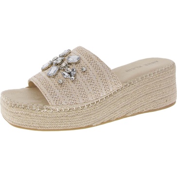 crystal womens square toe wedge slide sandals