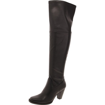womens faux leather solid knee-high boots
