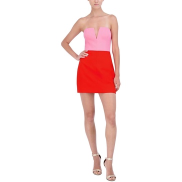 womens colorblock adjustable straps mini dress