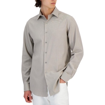 mens knit cotton button-down shirt