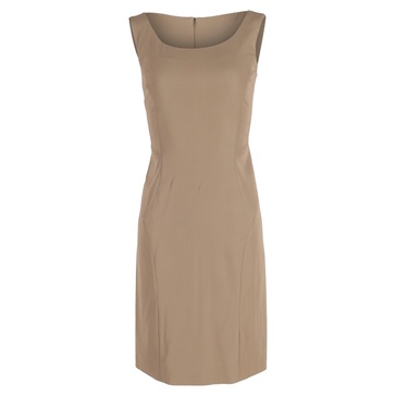 paneled sleeveless shift dress in brown wool