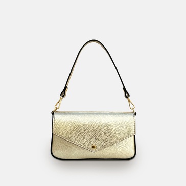 the munro gold leather shoulder bag