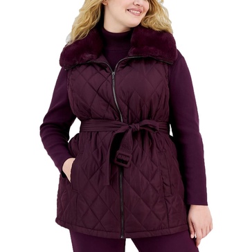 plus womens quilted polyester puffer vest