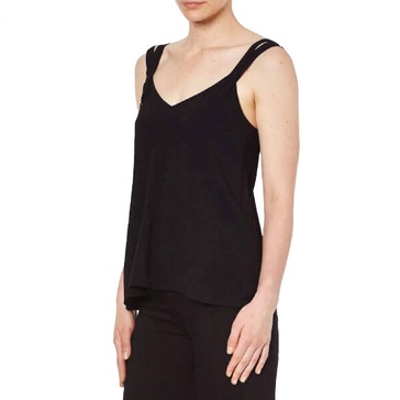 crepe double strap cami in black
