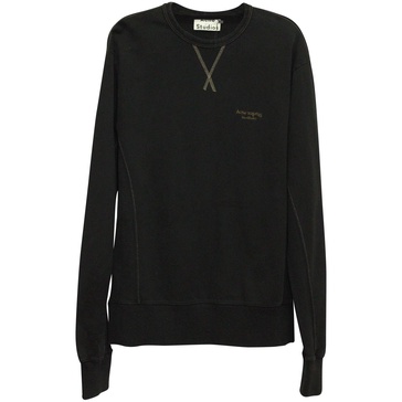 fynn acid crew sweater in black cotton