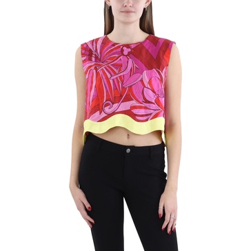 womens linen printed cropped