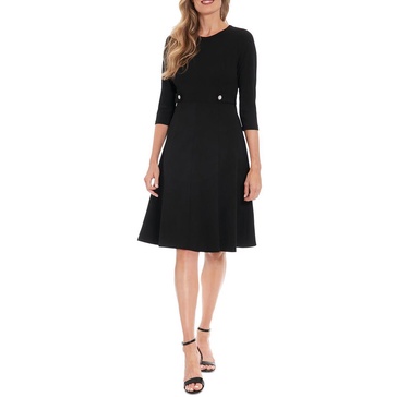 petites womens lined polyester fit & flare dress