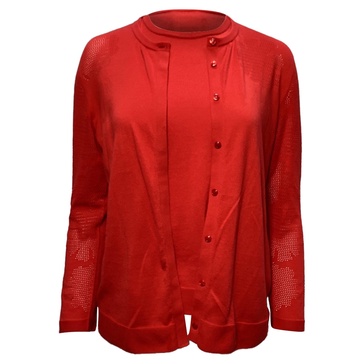 cardigan and top set in red cotton