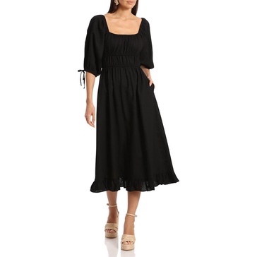 womens ruched top ruffle midi dress