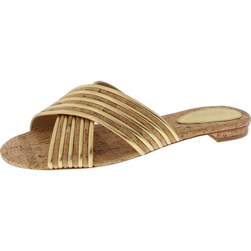 womens criss-cross cork slide sandals