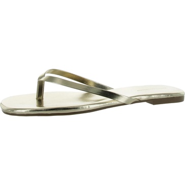 womens faux leather thong flip-flops