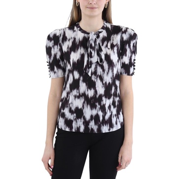 petites womens sheer v neck blouse