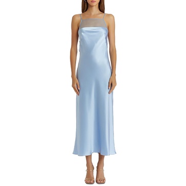 womens silk below knee midi dress