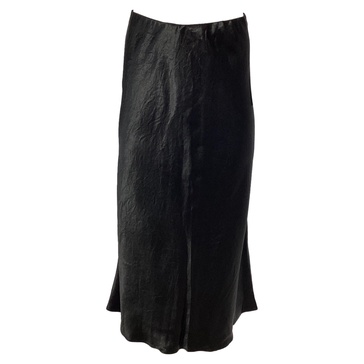 midi flared skirt in black silk