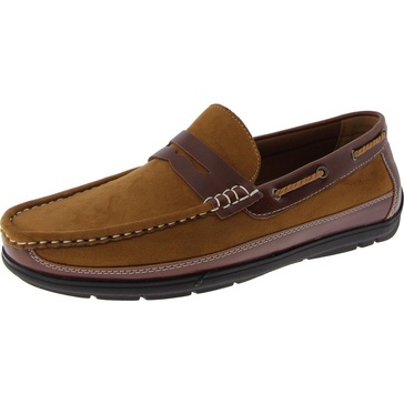 mens faux leather flat loafers