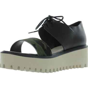 jungle womens animal print lace-up flatform sandals