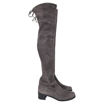 over the knee boots in grey suede