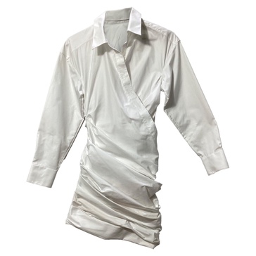 drape shirt dress in white cotton