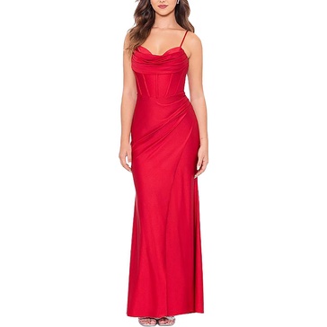 womens draped corset evening dress