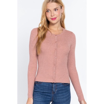 long slv crew neck basic cardigan