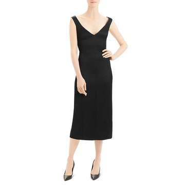 womens satin v neck cocktail dress