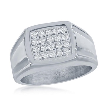 stainless steel cz square ring